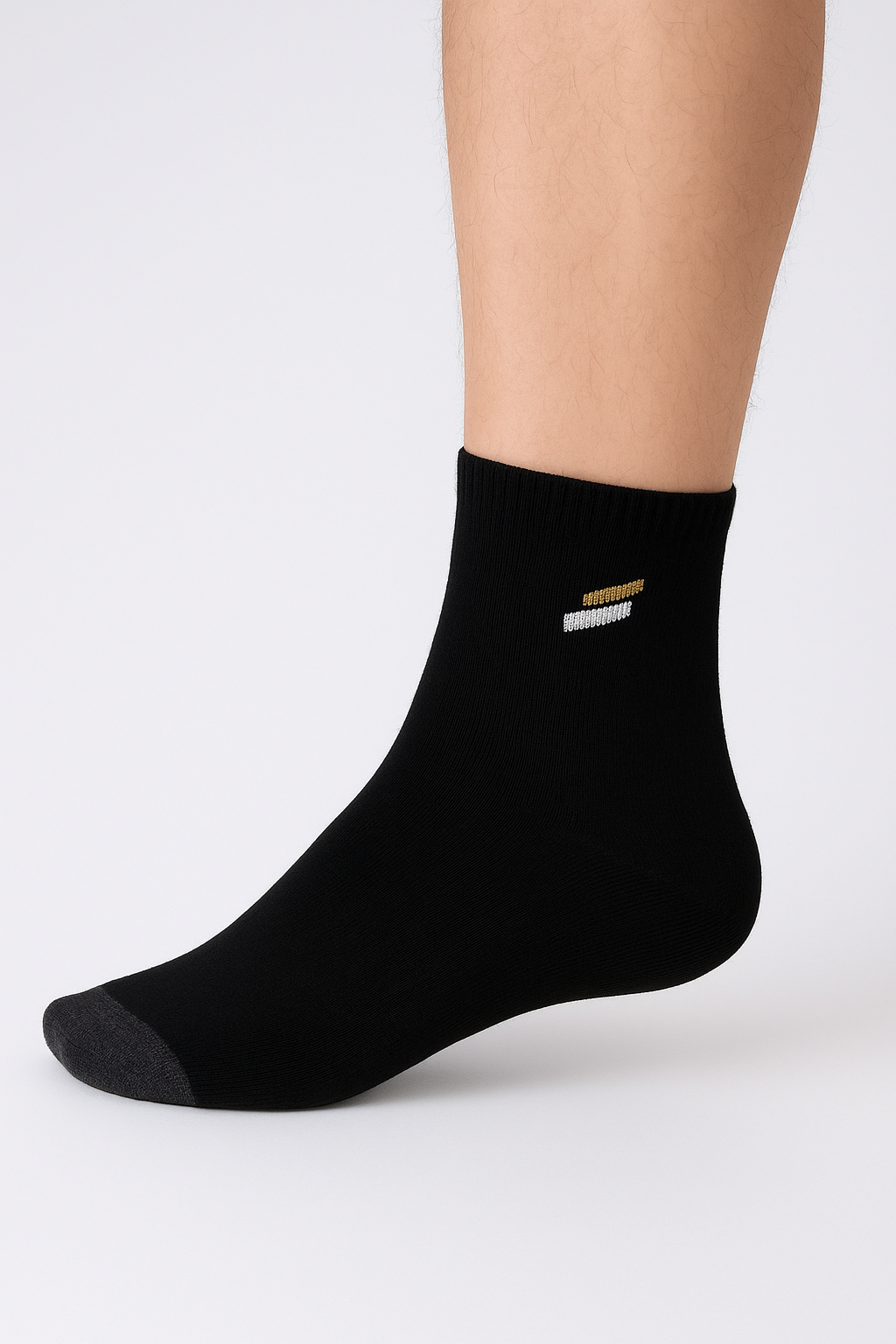 Black with Gray Ankle Socks with Accent - 10 pack