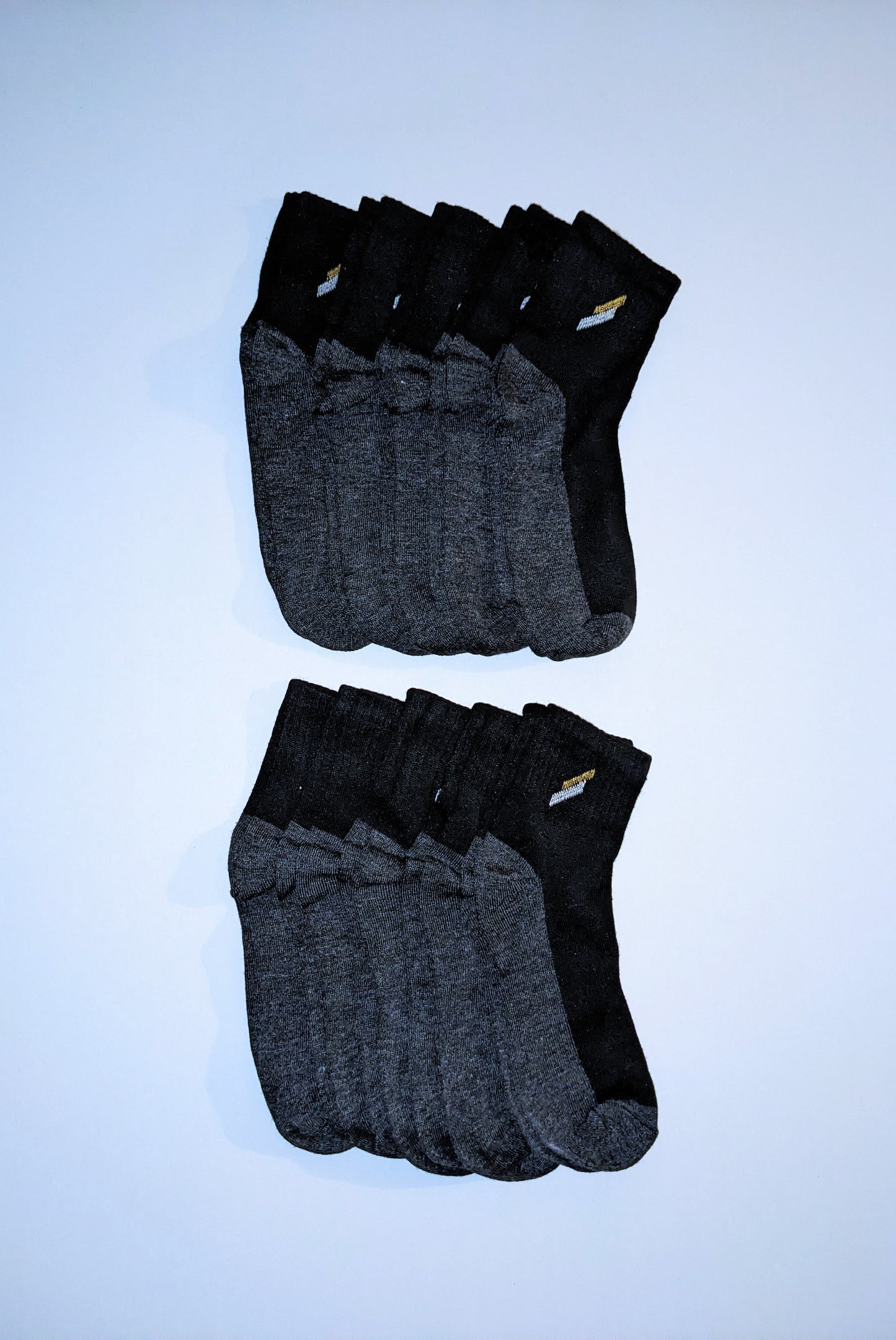 Black with Gray Ankle Socks with Accent - 10 pack