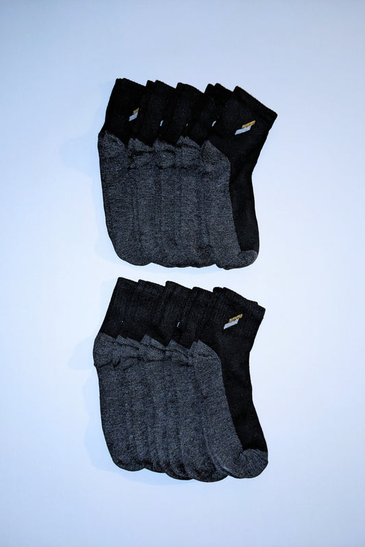 Black with Gray Ankle Socks with Accent - 10 pack