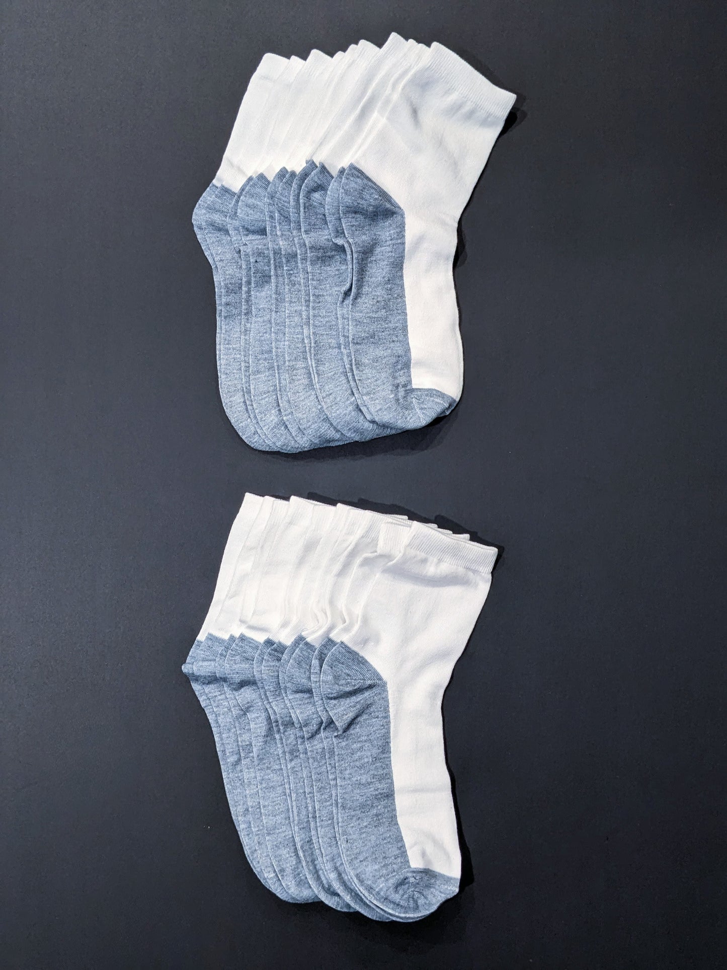 White with gray ankle socks 10 pack